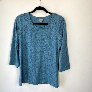 J. Jill Burnout 3/4 Sleeve Top Teal L